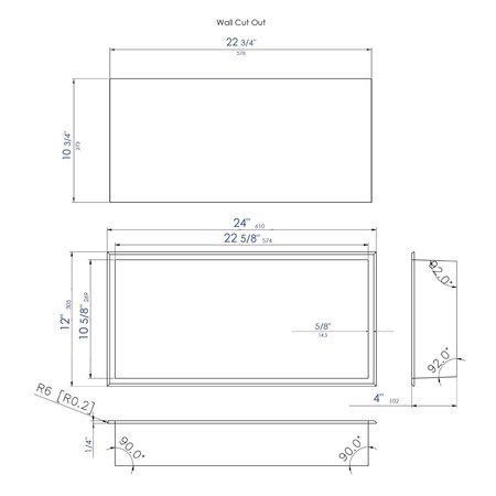 Alfi Brand 24" x 12" Brushed Black PVD Stainless Steel Single Shelf Shower Niche ABNP2412-BB